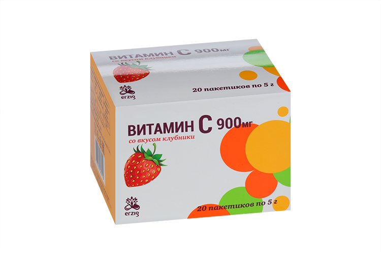 

Витамин С 900 клубника, 5 г, 20 шт, пакет-саше