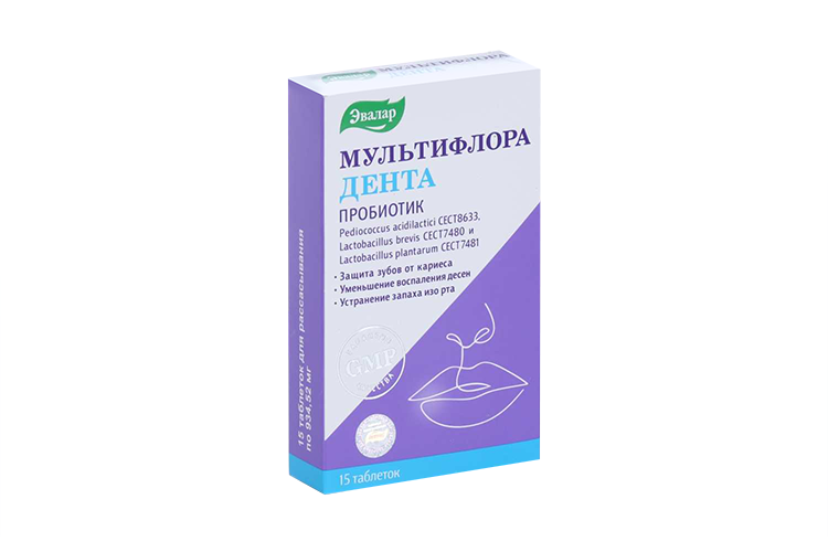 

Мультифлора Дента, 934,52 мг, 15 шт, таблетки