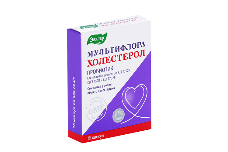 

Мультифлора Холестерол, 535,74 мг, 15 шт, капсулы