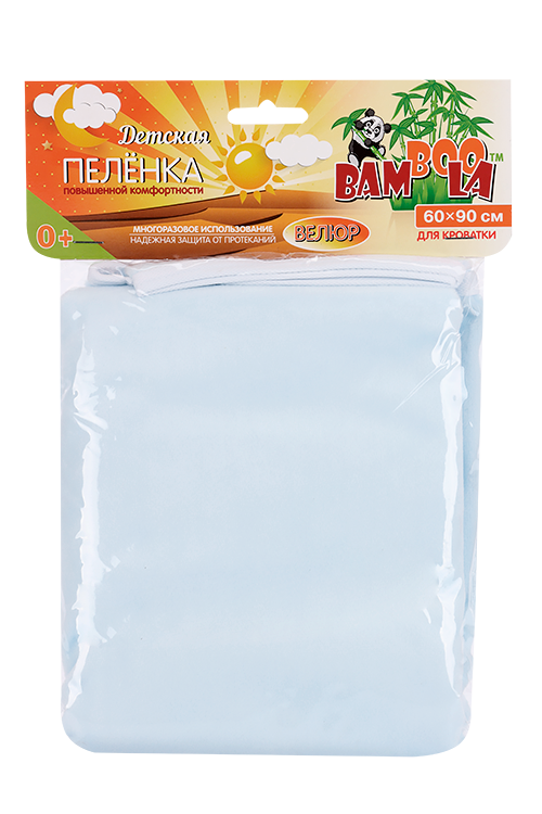 

Пеленка Бамбула непромок д/кроватки из велюра голубой 60х90 см