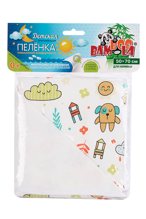 

Пеленка Бамбула непромок д/коляски двусторонняя/трехслойная слоны/бублики розовый 50х70 см