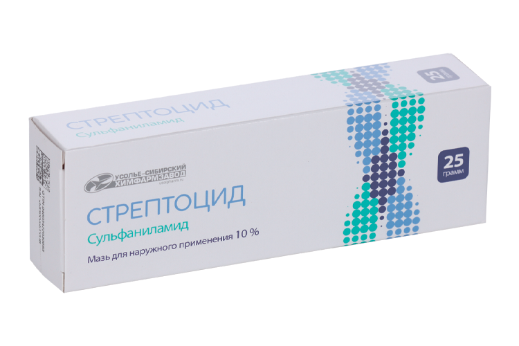

Стрептоцид 10%, 25 г, мазь для наружного применения