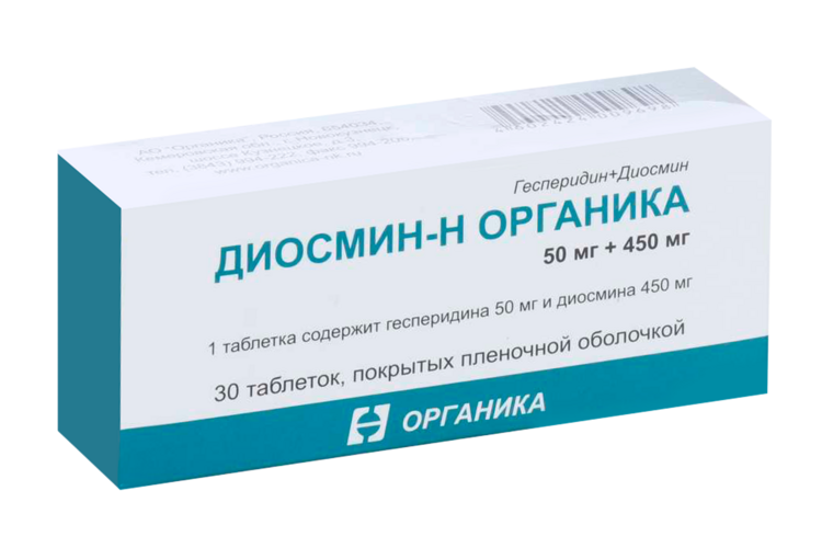 

Диосмин-Н Органика 50 мг+450 мг, 60 шт, таблетки покрытые пленочной оболочкой