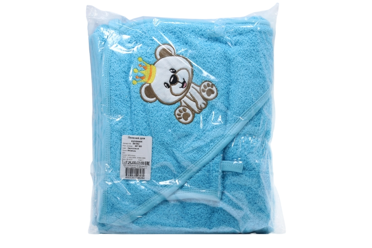 Пеленка д/купания бирюзовый Медведь 85х100