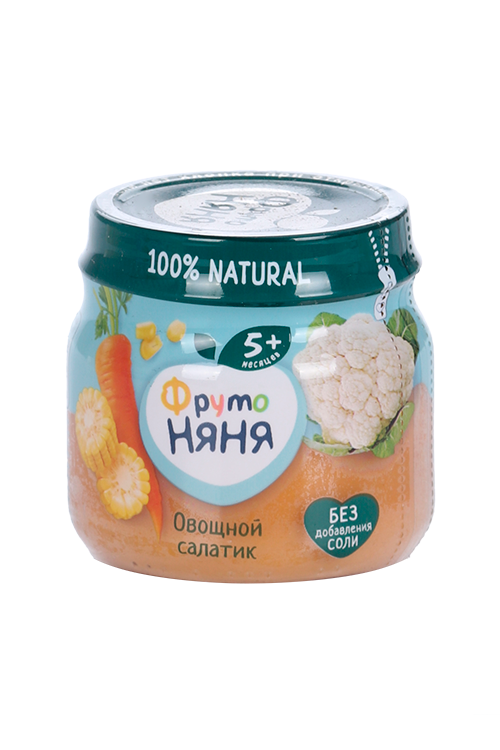 

Пюре Фрутоняня Овощной салатик цв капуста/кукуруза/морковь (с 5 мес), 80 г, 12 шт