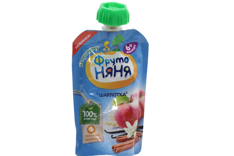 Пюре Фрутоняня яблоко/печенье шарлотка (с 6 мес), 90 г, 12 шт