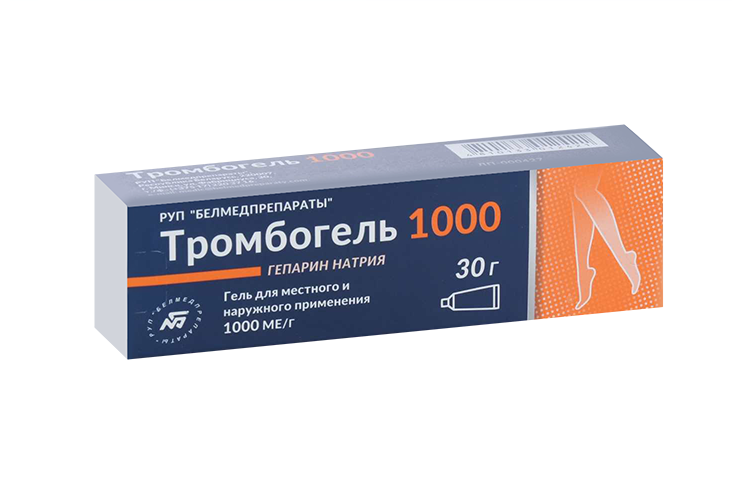 

Гепарин Тромбогель 1000 МЕ/г, 30 г, гель для наружного применения