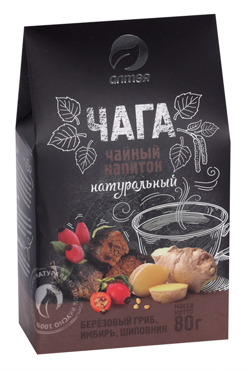 Чага гриб Алтэя с имбирем/шиповником фиточай, 80 г
