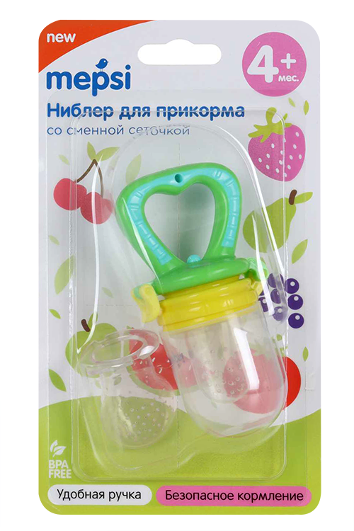 

Ниблер Мепси со сменной сеточкой д/прикорма желто-зеленный (с 4 мес)