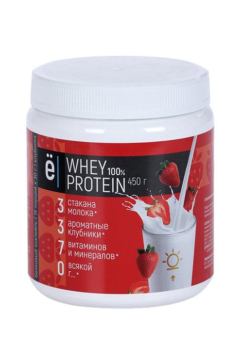 Коктейль Ёбатон белковый whey protein со вкусом клубники 450 г