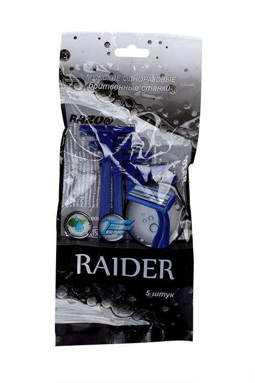 

Бритвенные станки одноразовые Razo Raider, 2 лезвия, увлажняющая полоса, 5 шт