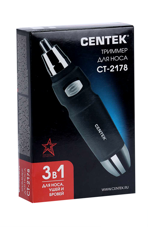 

Триммер для волос Centek CT-2178, для носа/ушей, 1хАА (не в комплекте), черный