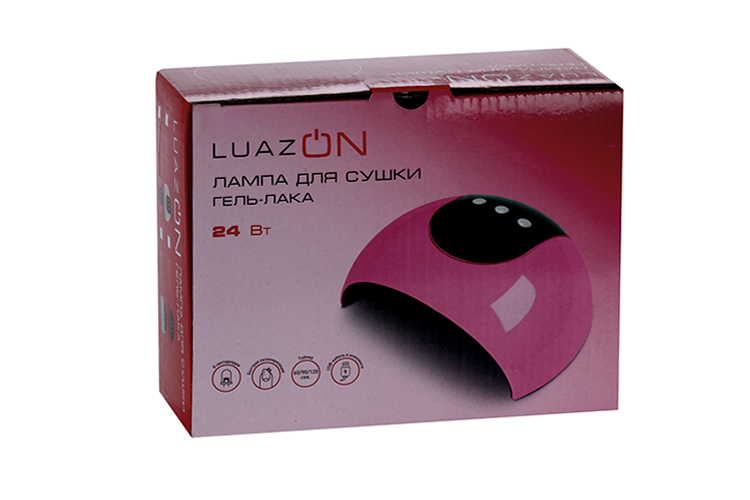 Лампа для гель-лака LuazON LUF-18, LED, 8 диодов, 24 Вт, таймер 3 режима, USB, красная