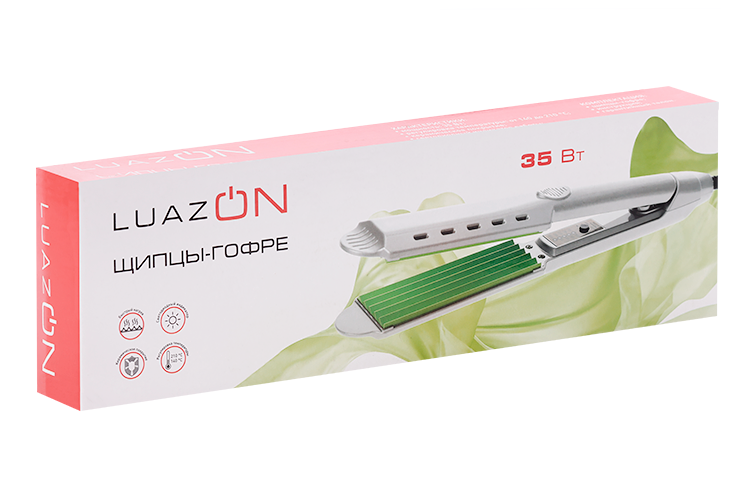 

Щипцы-гофре LuazON LW-12, 35 Вт, керамическое покрытие, 40х110 мм, 210 °C, белые