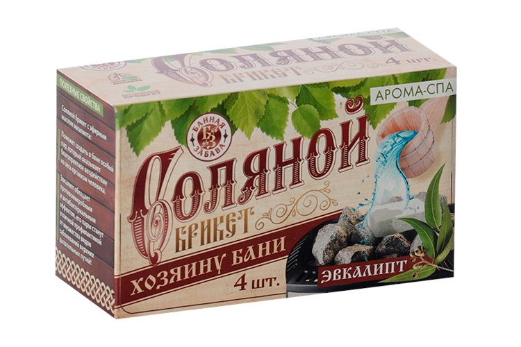 

Соляной брикет для бани "Хозяину бани", 4 шт. с ароматом эвкалипта