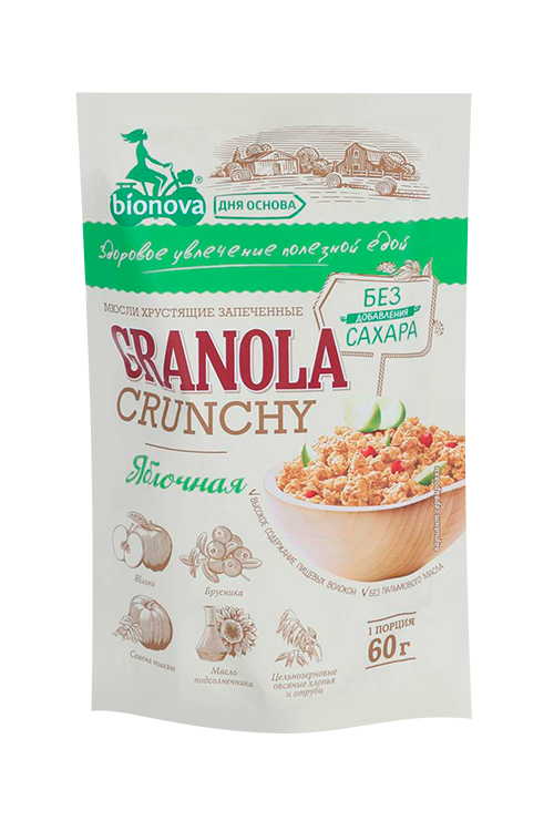 

Мюсли Bionova порц Яблочные, 60 г