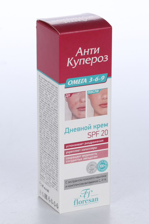 Крем Floresan д/лица анти купероз Spf 20 дневной, 65 мл