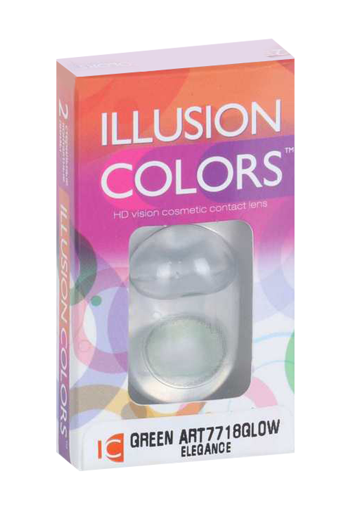 

Линзы ILLUSION colors el GREEN GLOW контактные - 0.00/14.0/8.6/ 2 шт