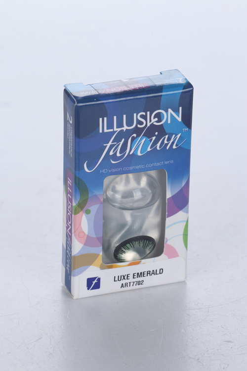 Линзы ILLUSIONf ashion Luxe emerald цветные контактные изумрудные 1 месяц -0.0/14.5/8.6/2 шт