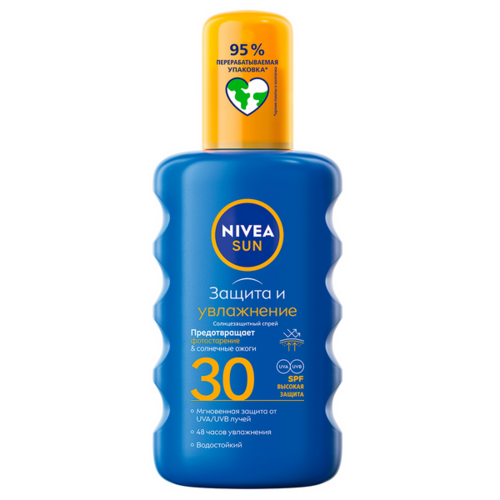 Спрей Nivea защита и увлажнение солнцезащитный SPF 30, 200 мл