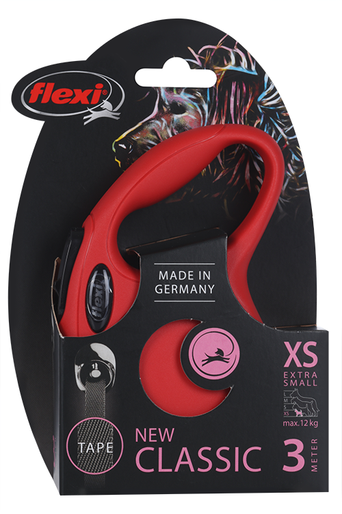 

Поводок-рулетка Flexi new classic tape XS 3 м до 12 кг красный