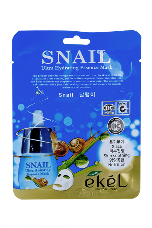 

Маска д/лица EKEL ткан с муцин улит Snail Ultra Hudrating Essence Mask