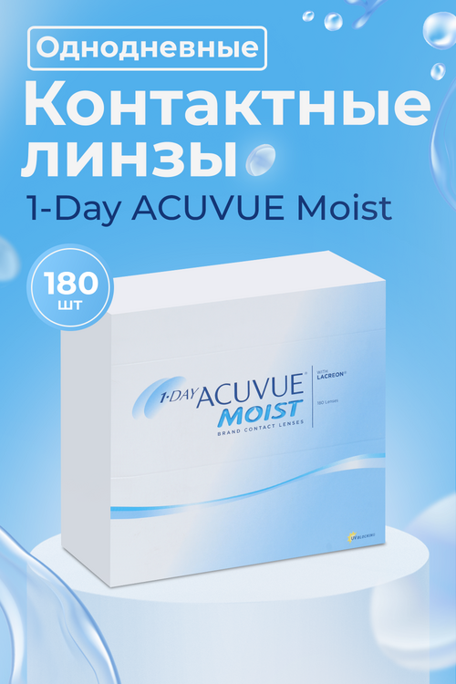 

Контактные линзы 1 DAY ACUVUE Moist 180 линз R 8,50 D -5.25