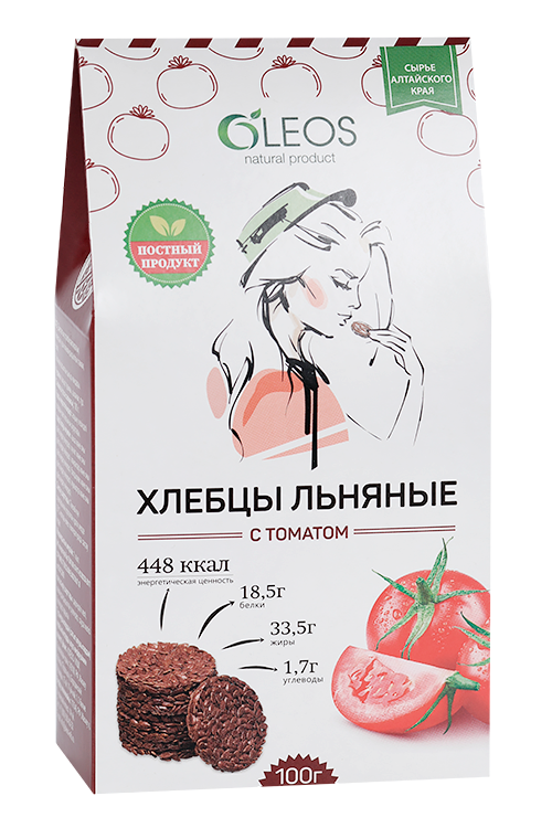 Хлебцы Олеос льняные с томатом, 100 г