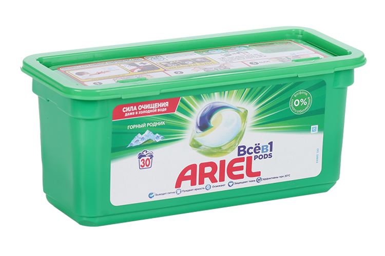 

Капсулы для стирки 3 в 1 Ariel «Горный родник», 30 шт.
