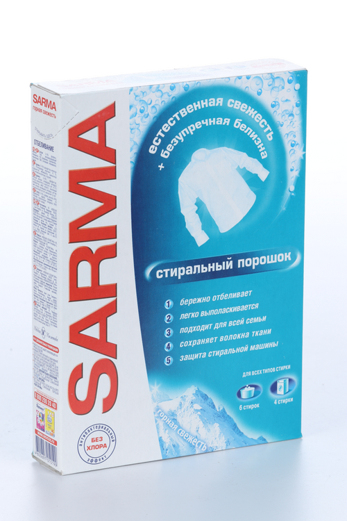 

Стиральный порошок Sarma «Горная свежесть», свежесть + безупречная белизна, 400 г
