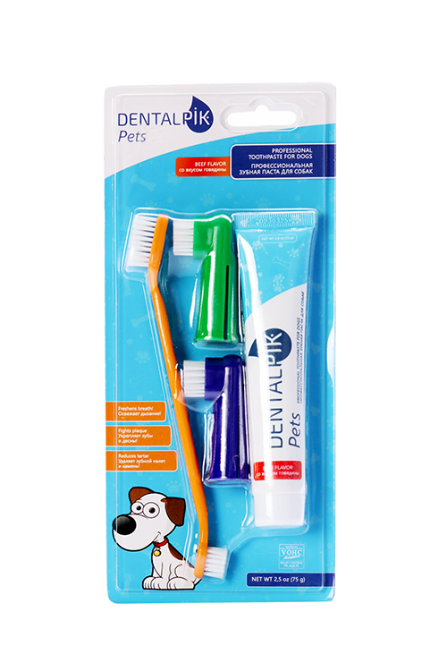 

З/паста Dentalpik д/собак pets вкус говядина плюс щетки