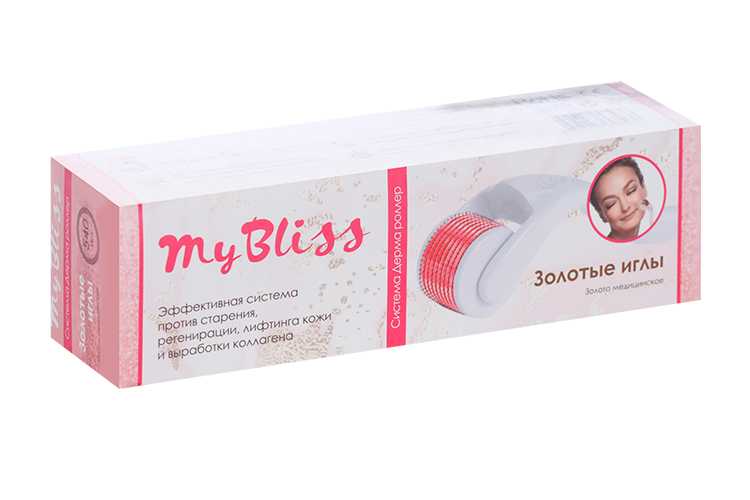 

Мезороллер MyBliss д/лица 540 игл золото длина игл 0.75 мм