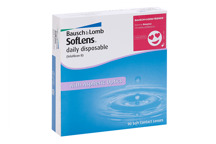 

Линзы Bausch+Lomb Soflens Daily Disposable контактные R 8.6 D -6.00, 90 шт