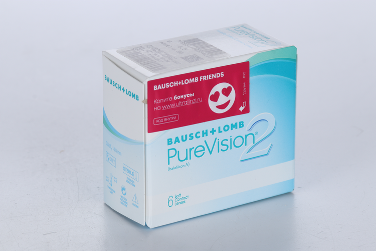 Линзы Bausch+Lomb Pure Vision 2 контактные R 8.6 (диоптрия -4,5), 6 шт