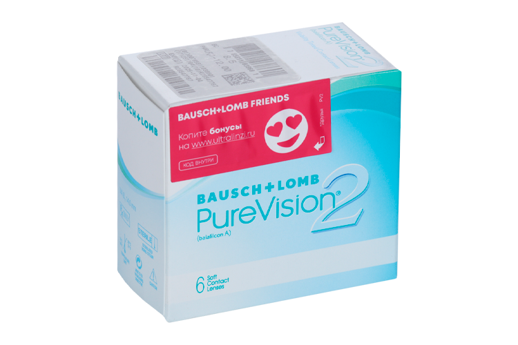 Контактные линзы Bausch+Lomb PureVision 2 R 8.6 D -12.0, 6 шт