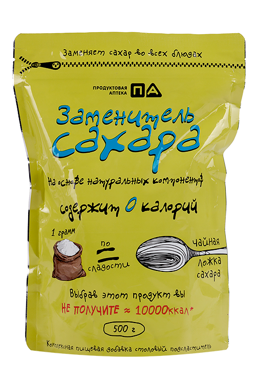 

Заменитель сахара Продуктовая Аптека 1 Ложка, 500 г, порошок