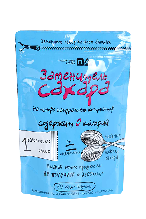 

Заменитель сахара Продуктовая Аптека 2 Ложки, 1 г, 60 шт, саше