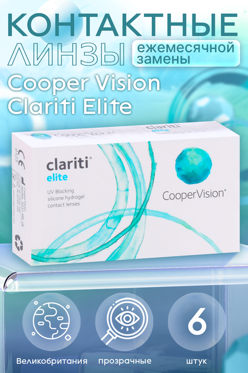 

Контактные линзы Cooper Vision Clariti Elite D -1.75 R 8.6, 6 шт