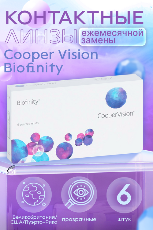 

Контактные линзы Cooper Vision Biofinity D-5.25 R 8.6, 6 шт
