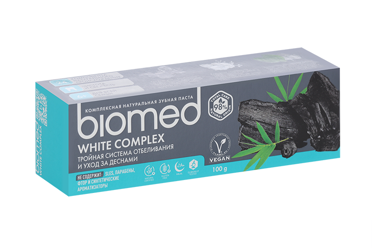 

З/паста BIOMED WHITE COMPLEX черная отбеливающая уголь, 100 г