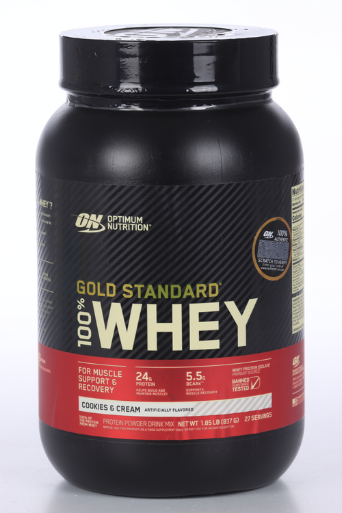 Протеин Optimum Nutrition Gold Standard 100% Whey 1,85 lb кремовое печенье, 837 г optimum nutrition gold standard 100% whey protein chocolate malt 2 lb