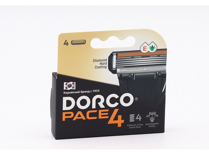 Кассеты Dorco Pace 4-лезвийные д/бритья муж, 4 шт