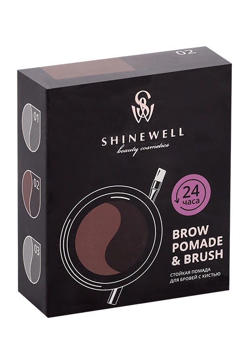 

Помада SHINEWELL Brow pomade brush 02 д/бровей двойная с кистью темно-кор/коричневый