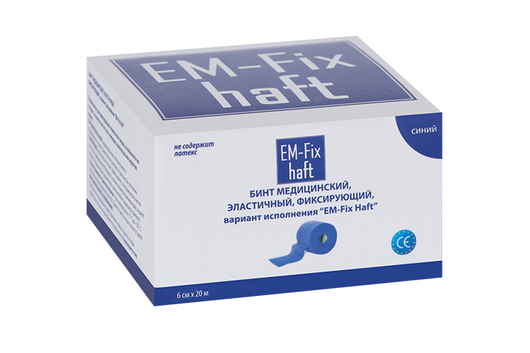 

Медицинский бинт EM-Fix Haft эластичный фиксирующий 6 смх20 м синий