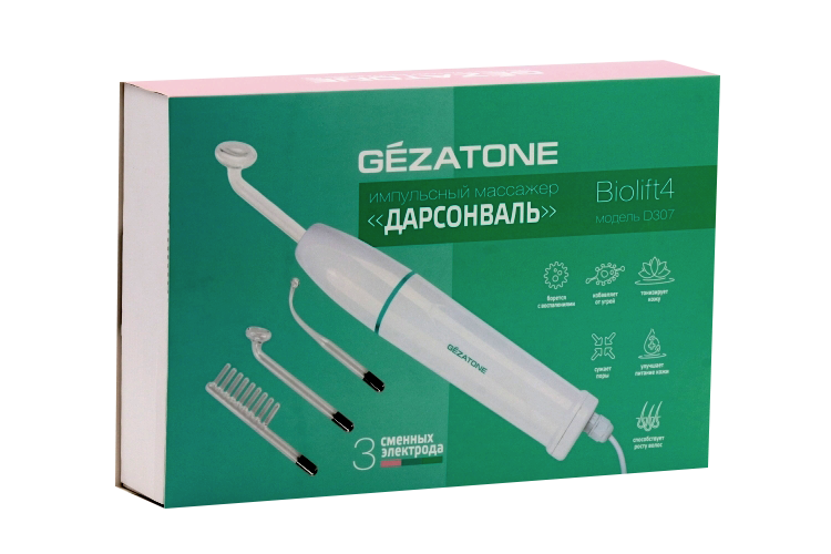 

Дарсонваль Gezatone Biolift4 D307 д/лица и волос c 3 насадками