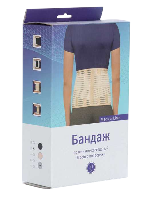 Бандаж ИНТЕРЛИН MedicalLine SL B03 пояснично-крестцовый 6 ребер поддержки 21 см серый XL