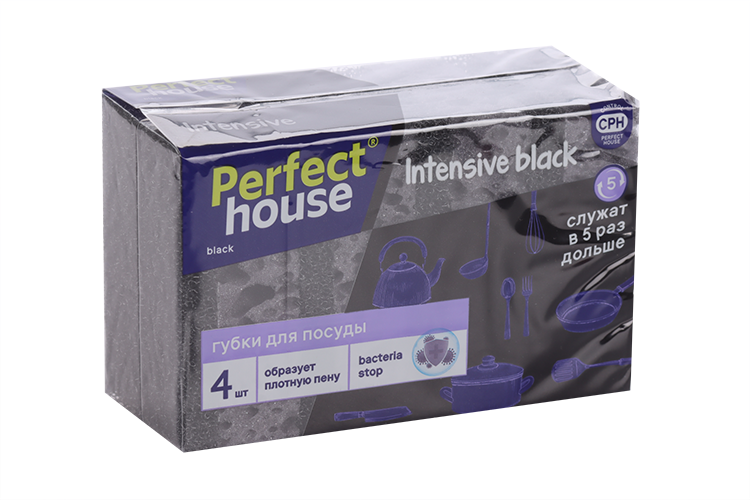 

Губки Perfect House Intensive black д/посуды 4 шт