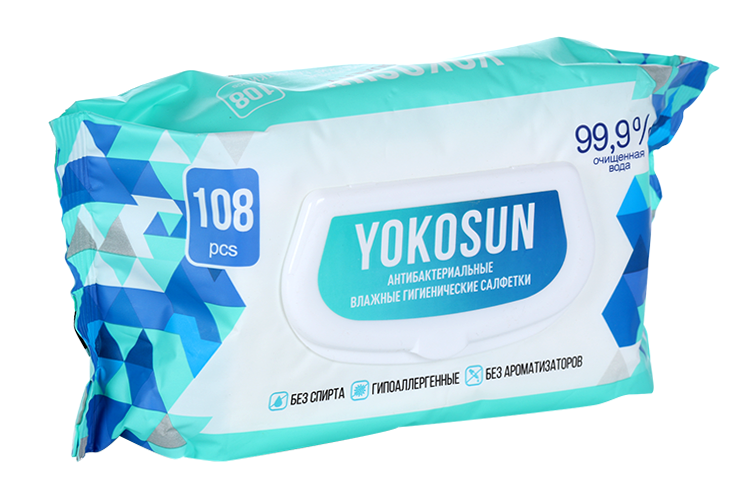 

Влажные салфетки YokoSun антибактериальные гигиенические, 108 шт