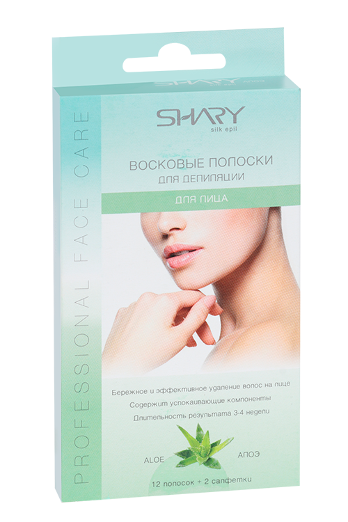 

Восковые полоски SHARY д/лица алоэ, 12 шт
