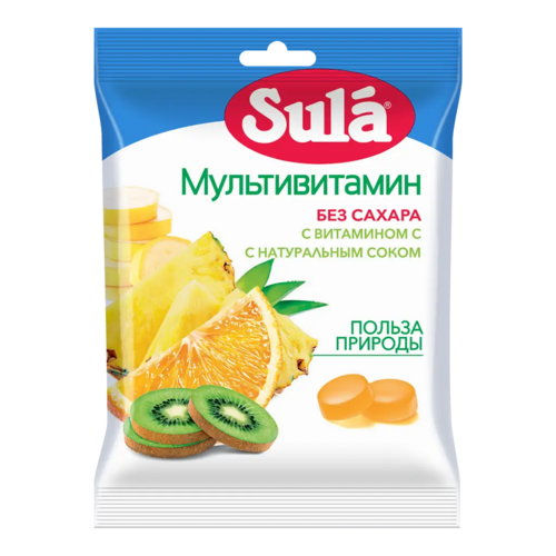 Леденцы Зула б/сахара Мультивитамин, 60 г